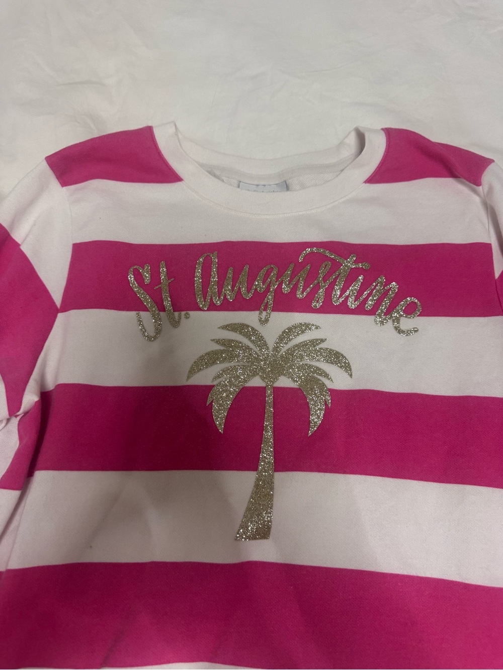 Columbia Pink & White Striped Palm Graphic Sweatshirt
